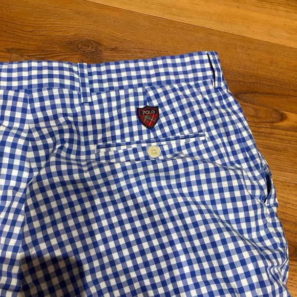 Polo Golf Ralph Lauren Mens 34 Blue White Gingham Check Shorts Preppy Sports - Picture 2 of 6